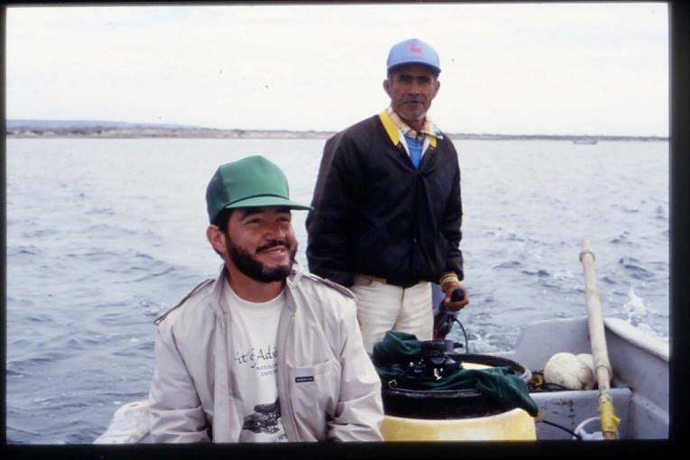 On a tour of Laguna San Ignacio with Don Pachico and a Profepa inspector in early 1994. 